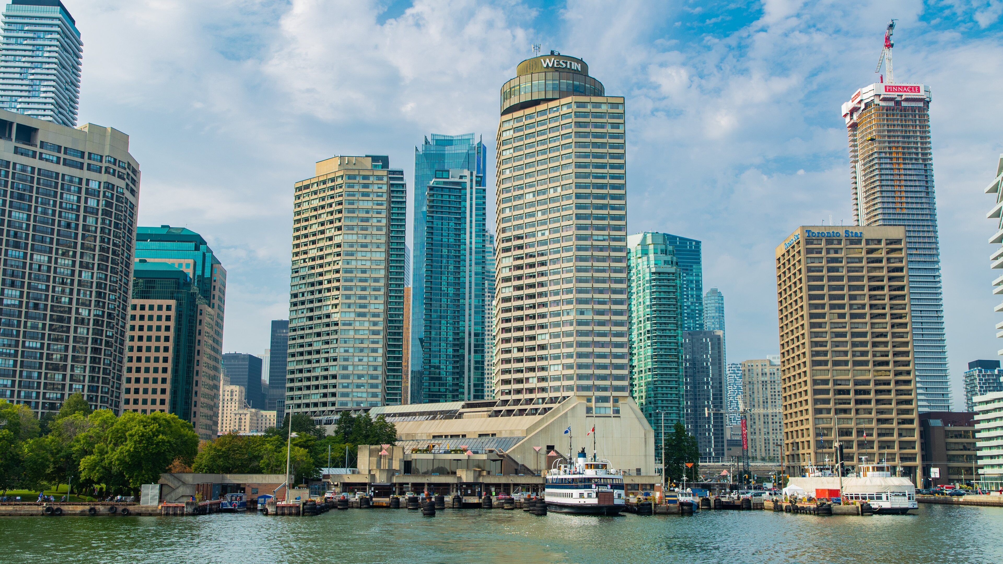 Harbourfront showing a bay or harbor and a city