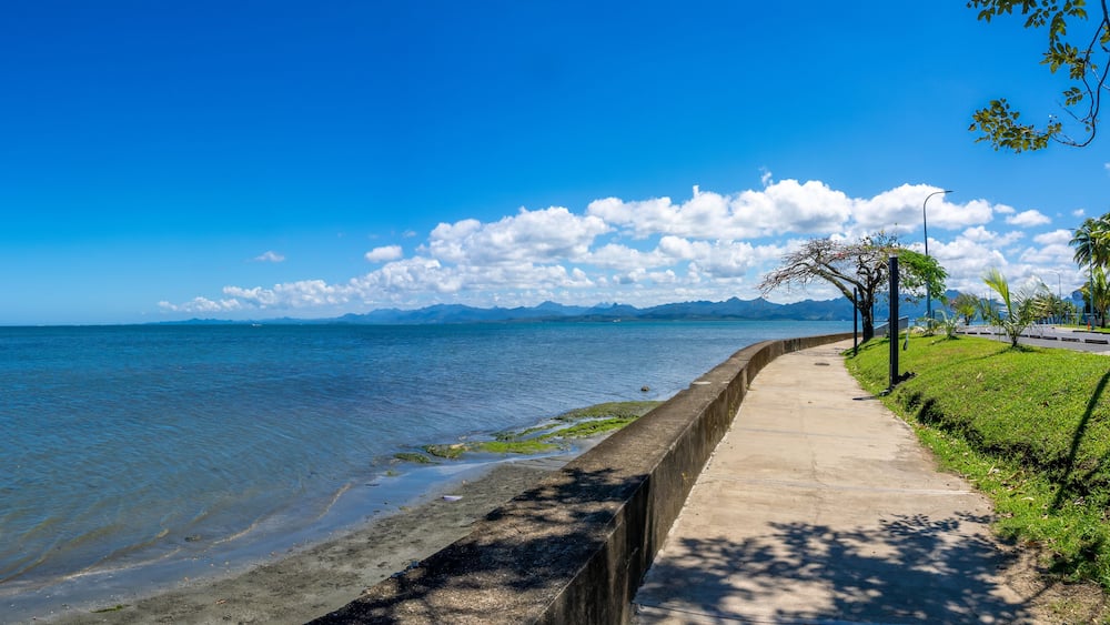 Queen Elizabeth Drive with a chain of parks following the coastline of Suva, Fiji