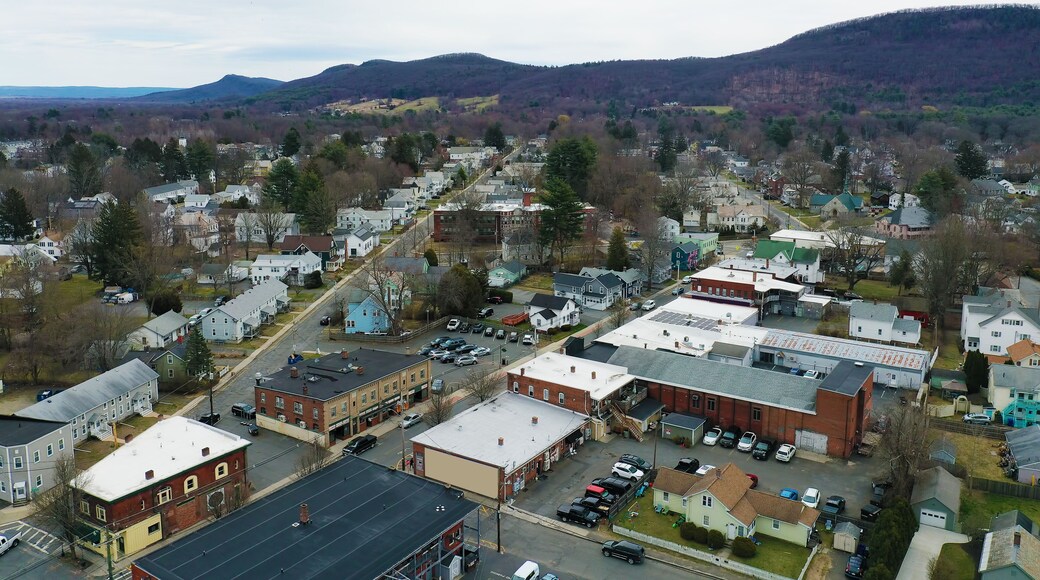 Aerial of Easthampton, Massachusetts, United States in morning