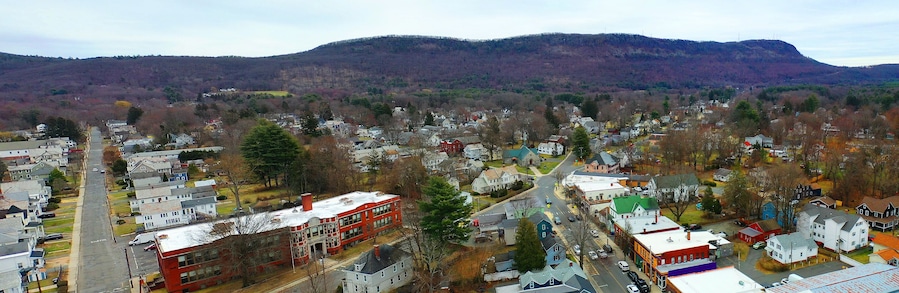 Aerial panorama view of Easthampton, Massachusetts, United States