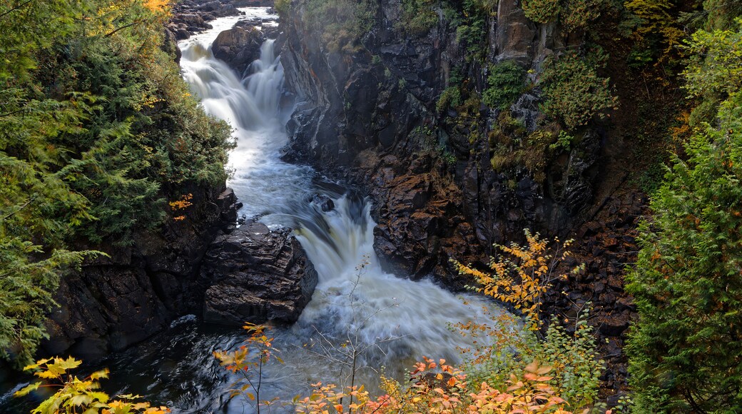 Waterfalls of Parc des Chutes-Dorwin (English : Park of Dorwin Falls), a touristic site, on the Ouareau River, in Lanaudiere, Quebec
