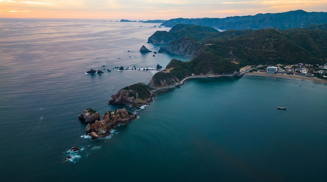 drone riviera Nayarit at sunset Aerial Sunset Landscape of Sayulita Beach Mexican Travel Destination
