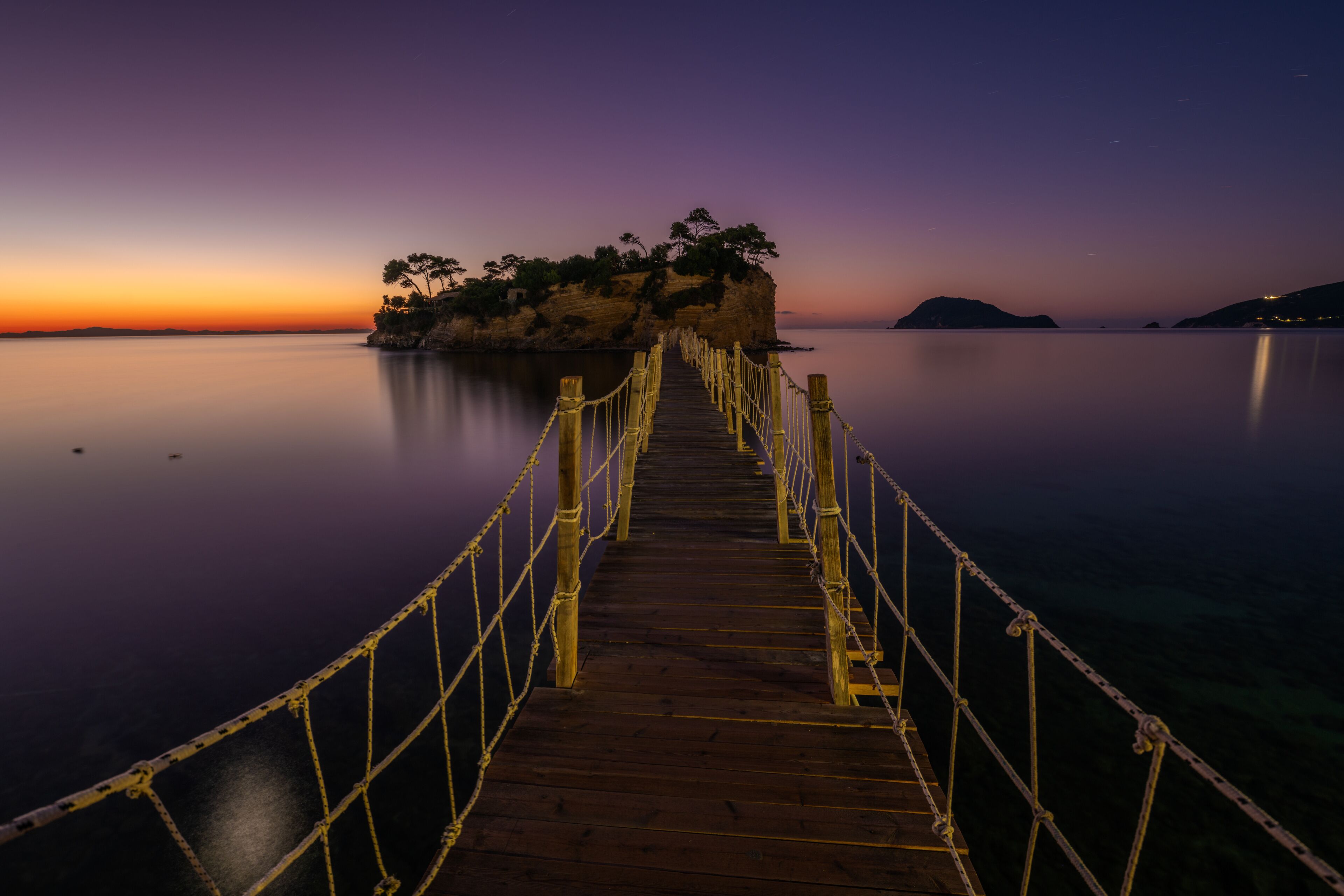 Wooden bridge to the island of Cameo on the island of Zakynthoss-art photography