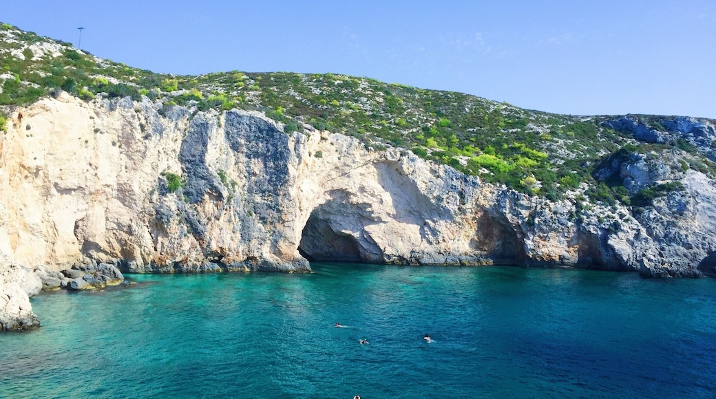 One of the best places we swam in Zakinthos. So many awesome caves to explore and the water was spectacular! #greece #greekislands #cliffs #blue #zakynthos #caves #nature
