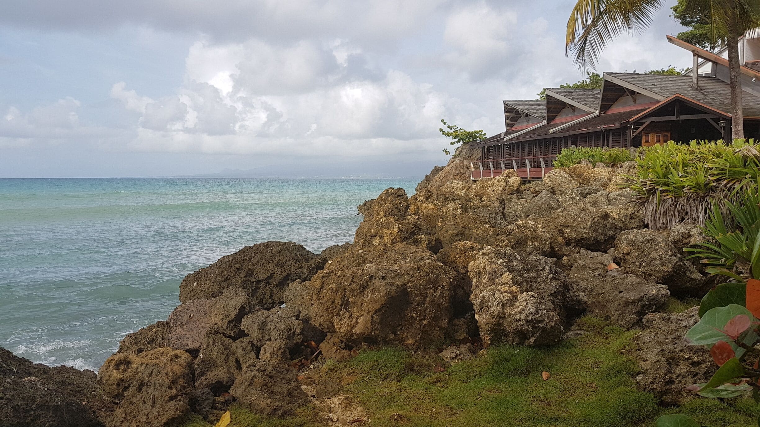 The rocky coast at La Creole
