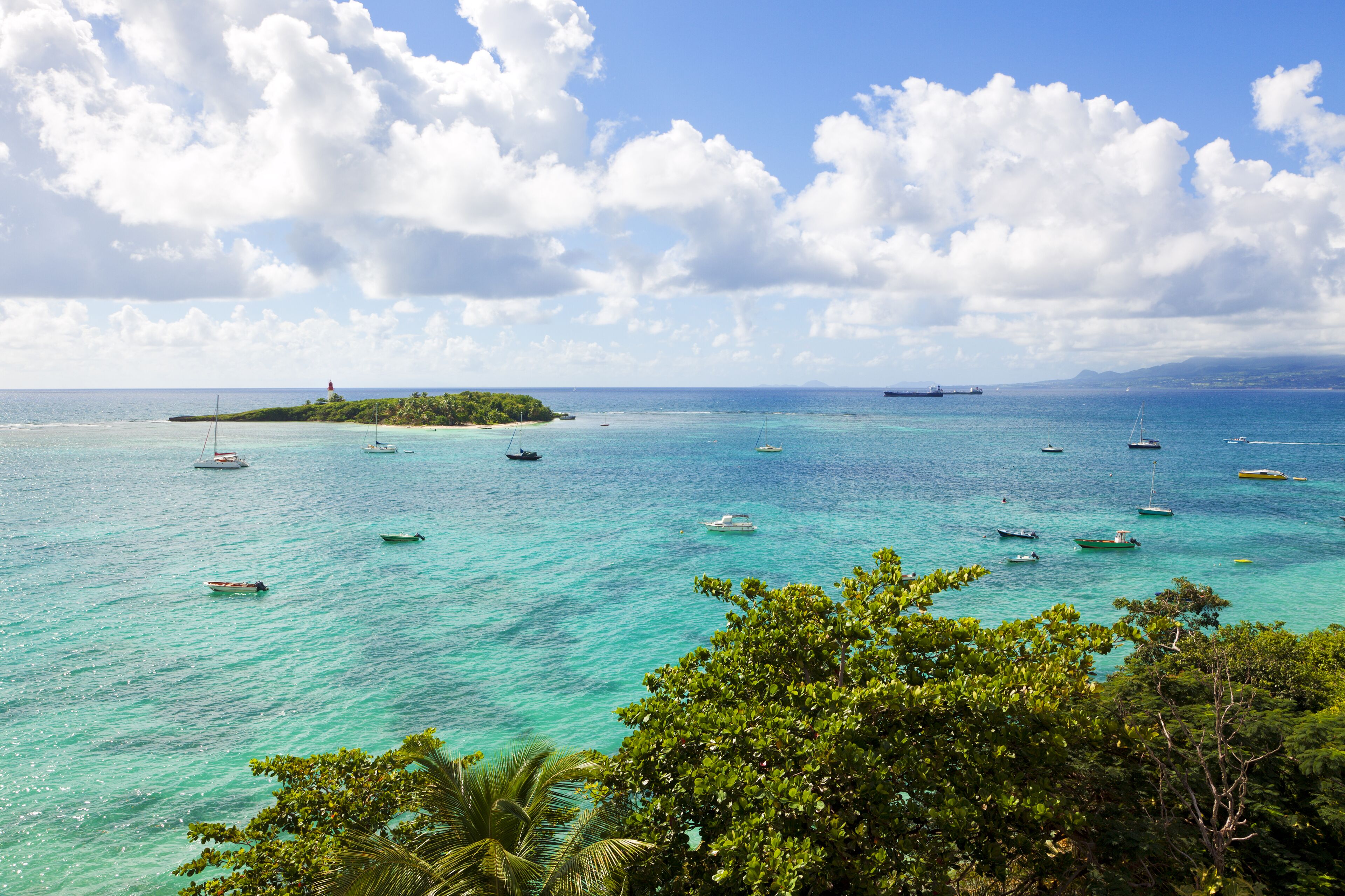 Guadeloupe, Lesser Antilles: view from Le Gosier over Dupuy Bay to the √É?√Ç??let du Gosier, Shutterstock ID 162727007, Purchase Order: -