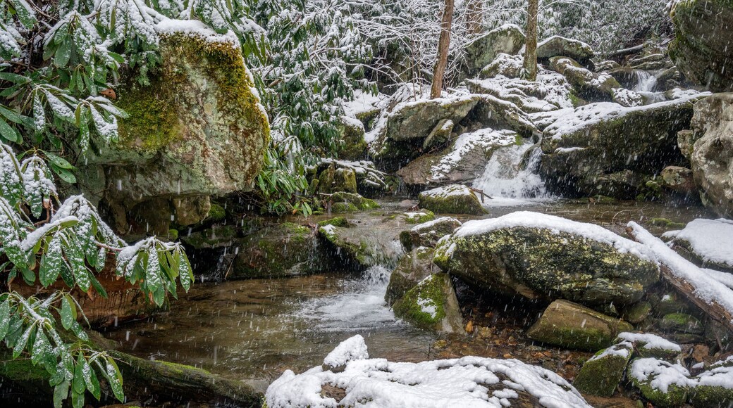 Winter waterfall near Blue Ridge and Boone