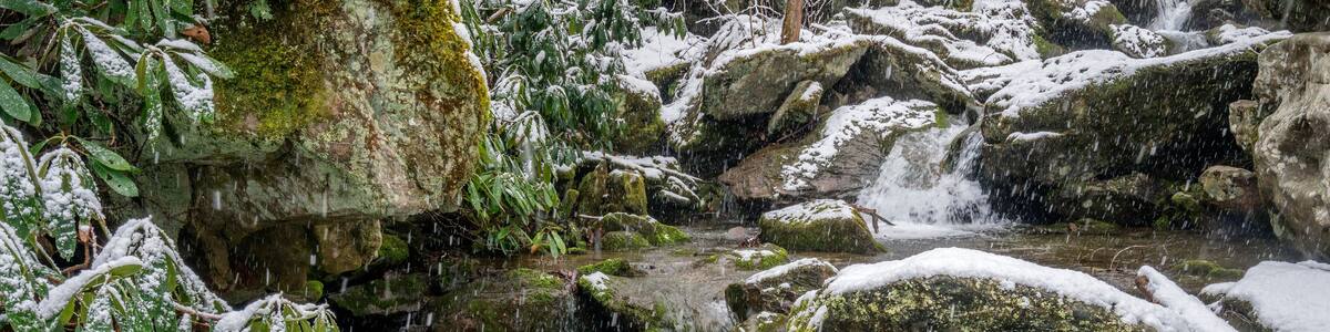 Winter waterfall near Blue Ridge and Boone