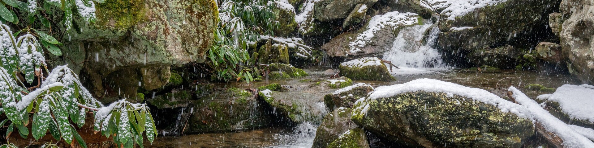 Winter waterfall near Blue Ridge and Boone