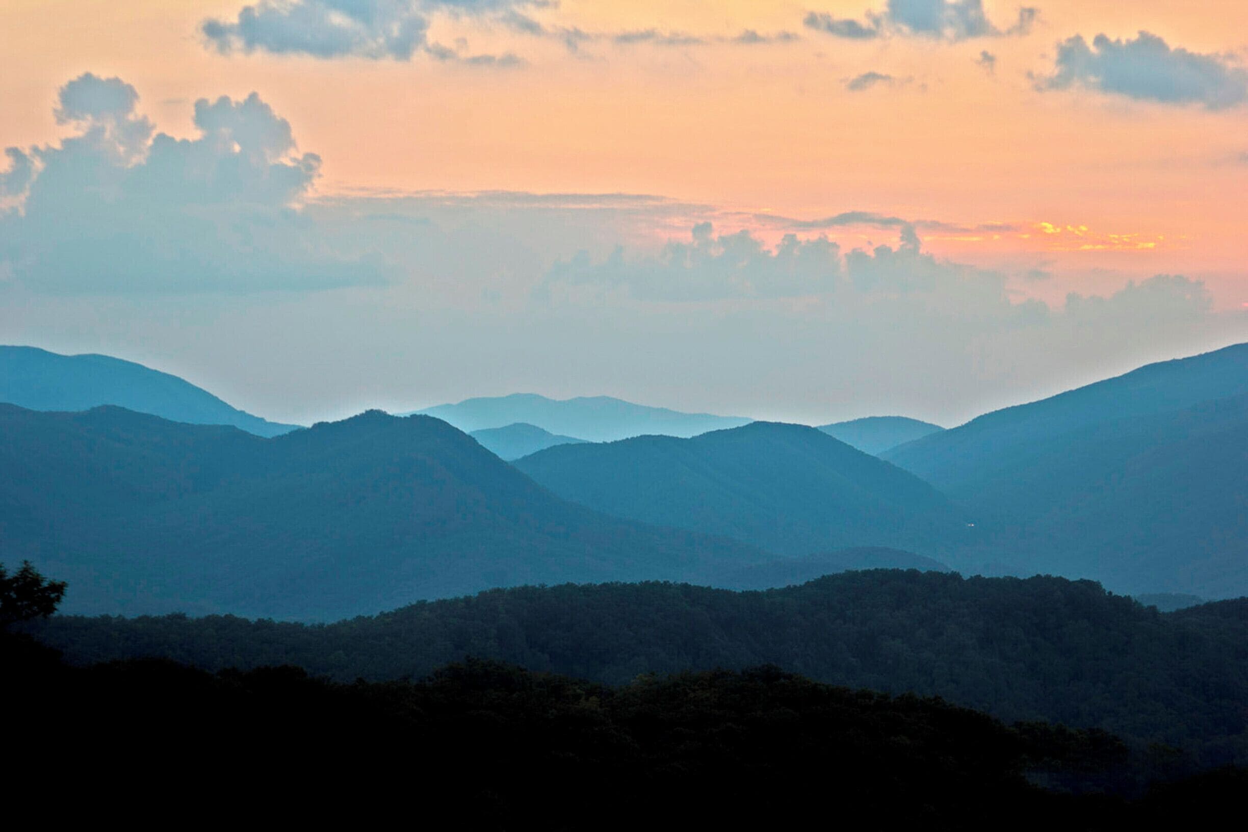 "Alpenglow" after sunset. Taken from the Foothills Parkway near Cosby, TN