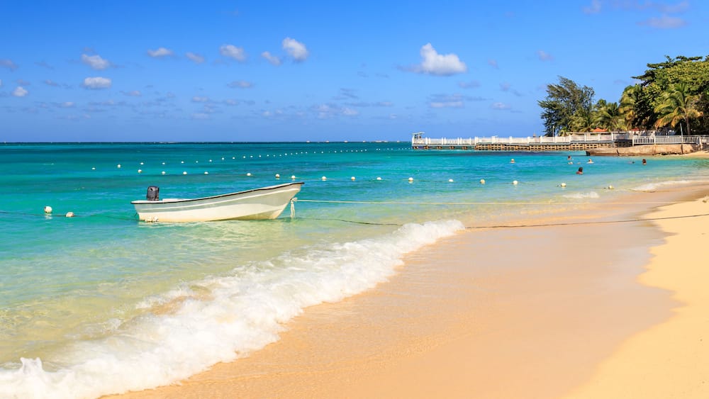 Beach at Doctor's cave in Montego Bay Jamaica