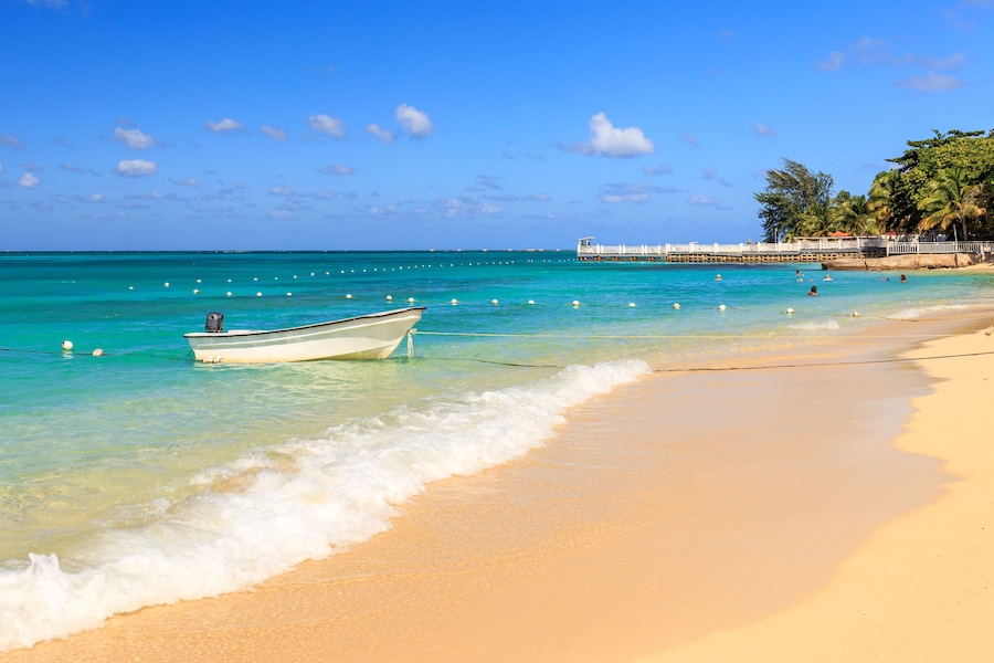 Beach at Doctor's cave in Montego Bay Jamaica