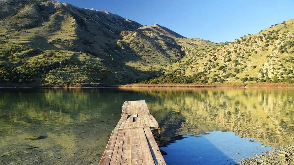 Lake Kournas, the only natural fresh water lake on Crete...