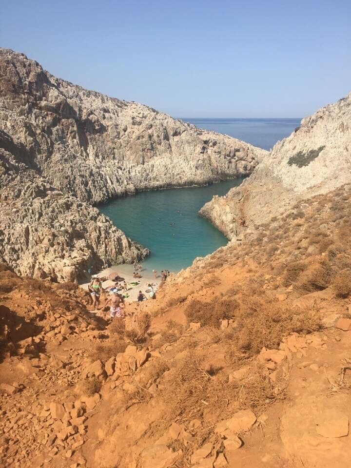 Seitan Limania beach can be reached by boat (expensive) or by hiking down a narrow steep trail (scary) ... we chose scary