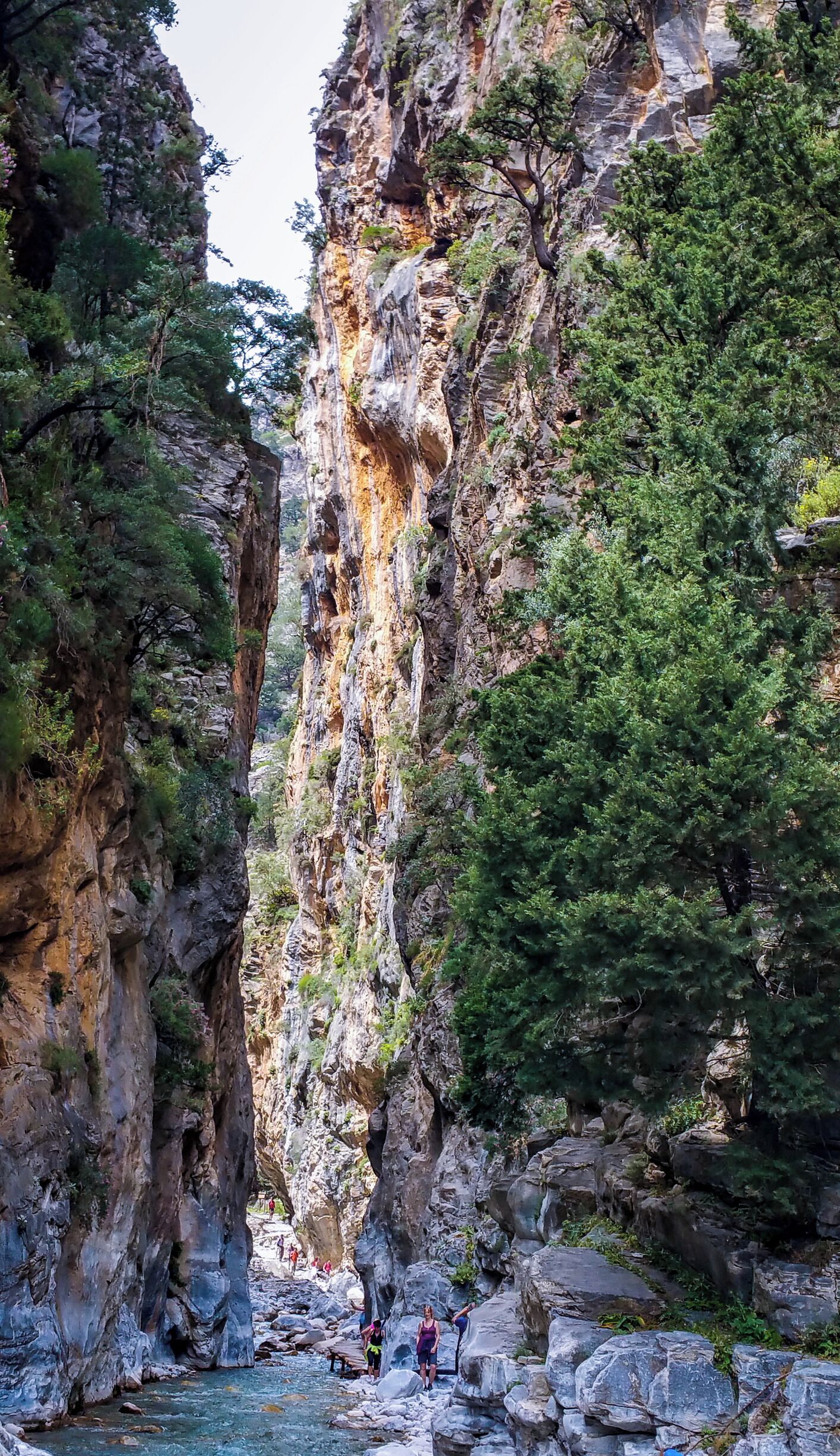 The narrowest part of the stunning Samaria Gorge in the meditteranean island of Crete.