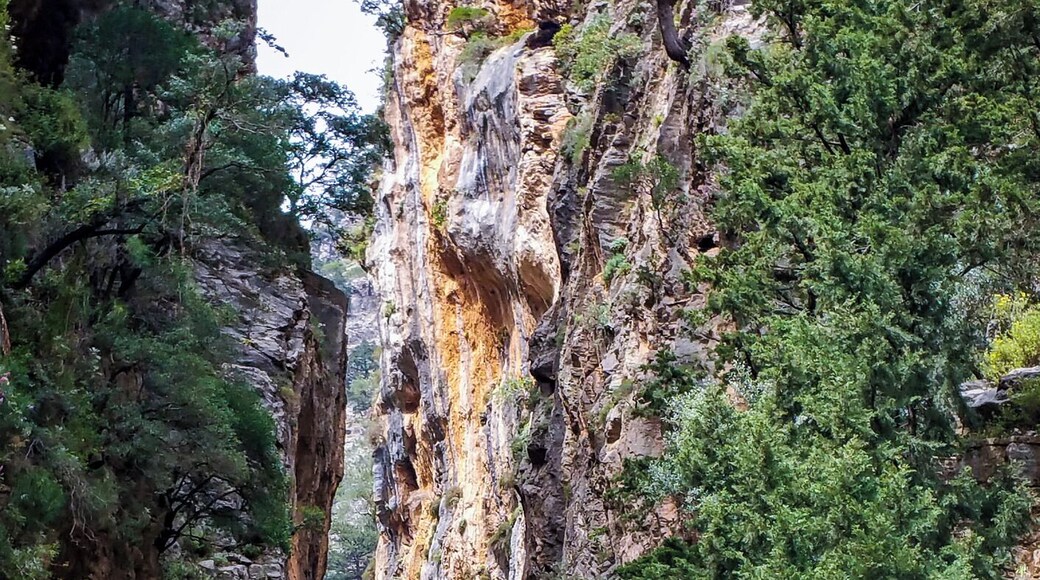 The narrowest part of the stunning Samaria Gorge in the meditteranean island of Crete.