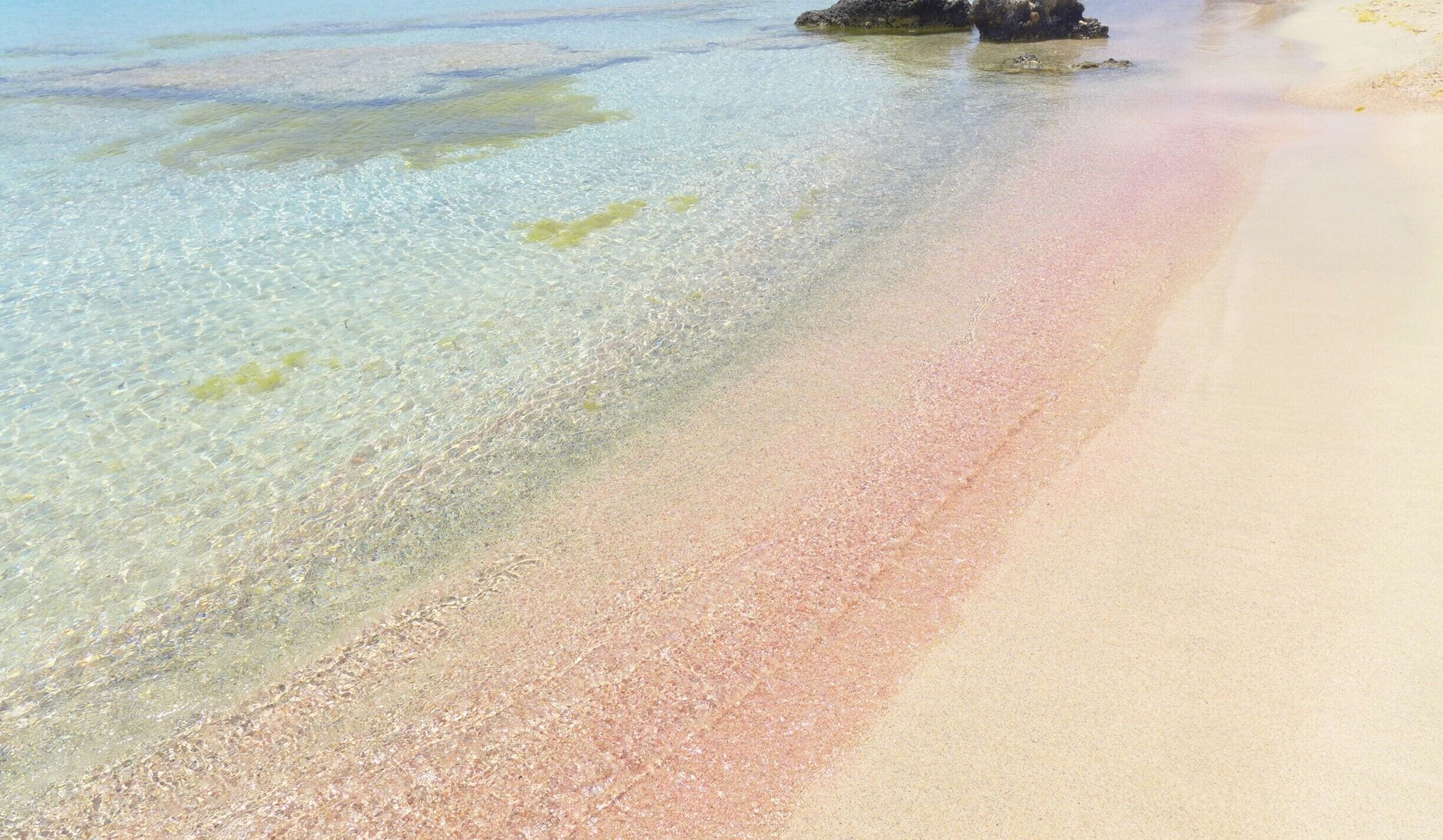 The incredible pink sand at Elafonisi Beach.