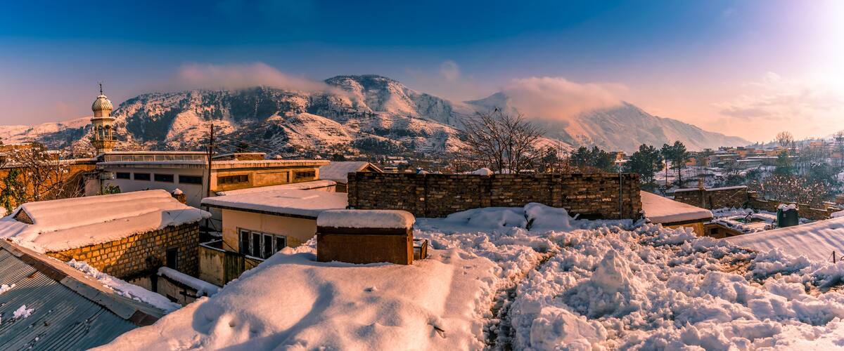 panoramic view of heavy snowfall in city Abbottabad 2016