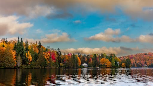 Fall colors in cottage country in the Laurentians, Quebec, Canada.