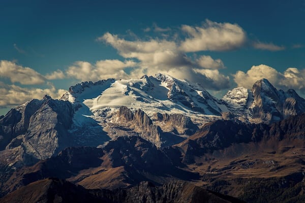 The highest peak of the Dolomites, seen from Lagazuoi peak nearby.