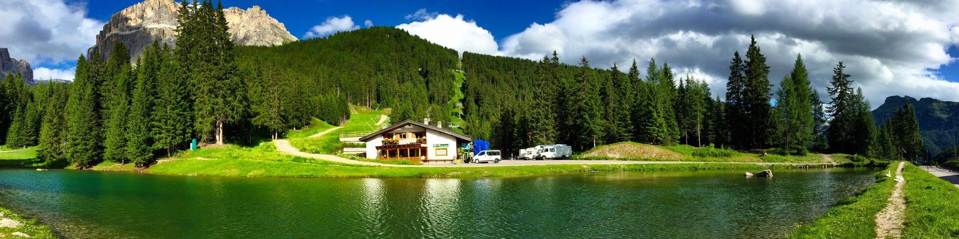 Sunny day in Canazei , a mountain of Italian's Dolomiti