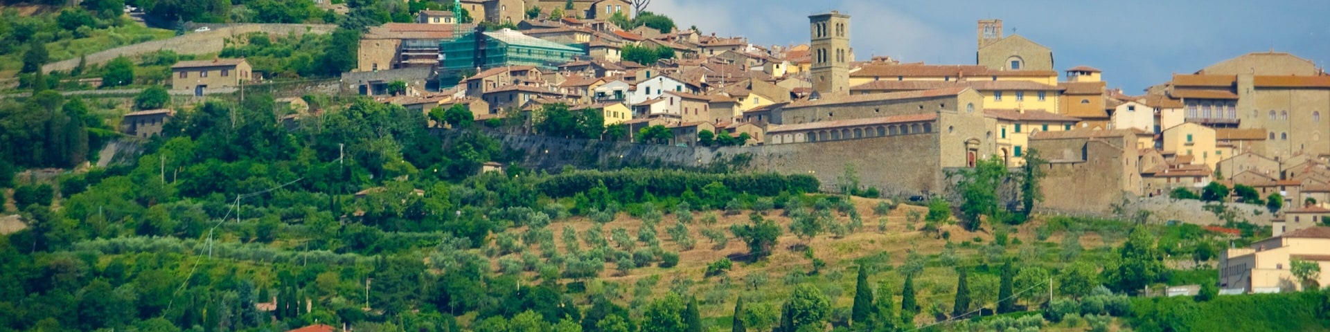 Cortona featuring a city and farmland