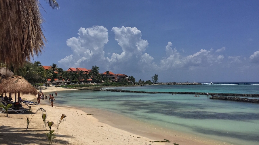 Walking on the beach.