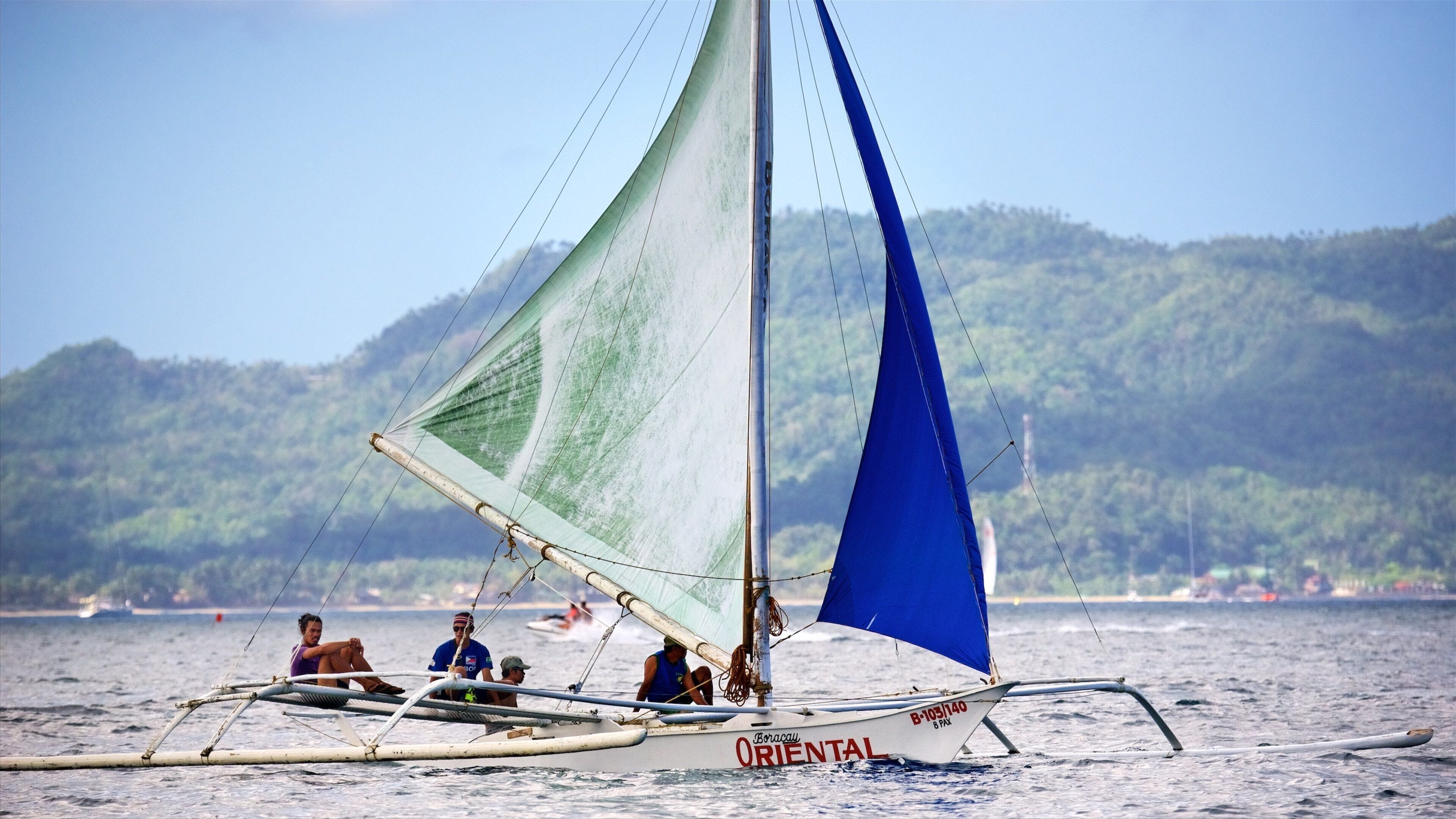 Boracay Island fasiliteter samt utsikt mot øy, kyst og seiling