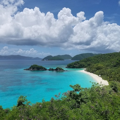 My favorite overlook on the North Shore Rd of my favorite beach, Trunk Bay Beach, St John, USVI.