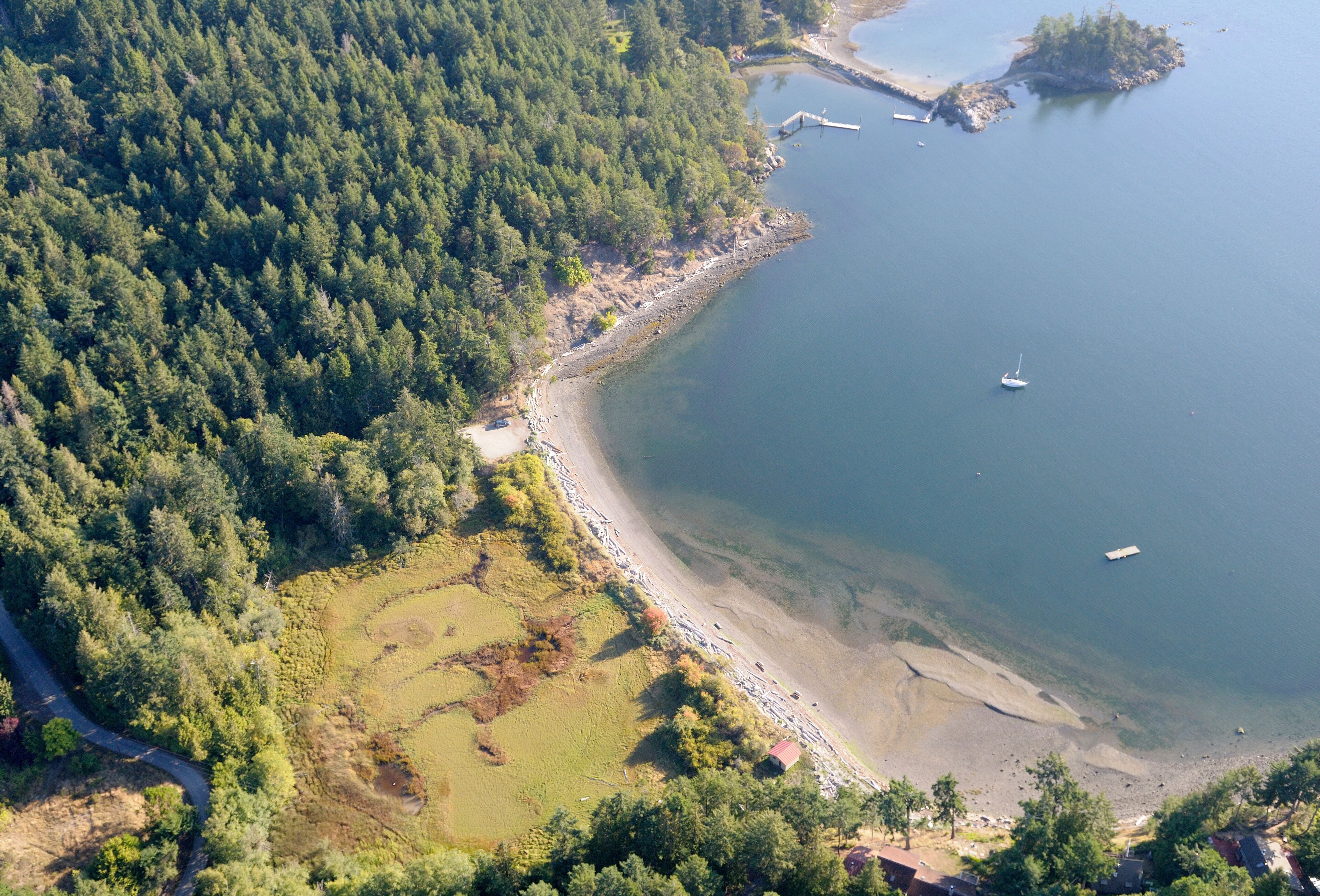 Medicine Beach, North Pender Island Aerial Photographs, British Columbia, Canada.