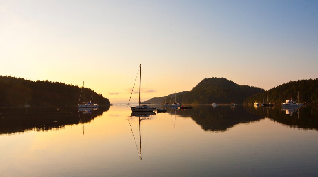 Pender Island which includes a bay or harbor, island views and sailing