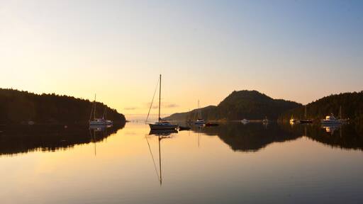 Pender Island which includes a bay or harbor, island views and sailing