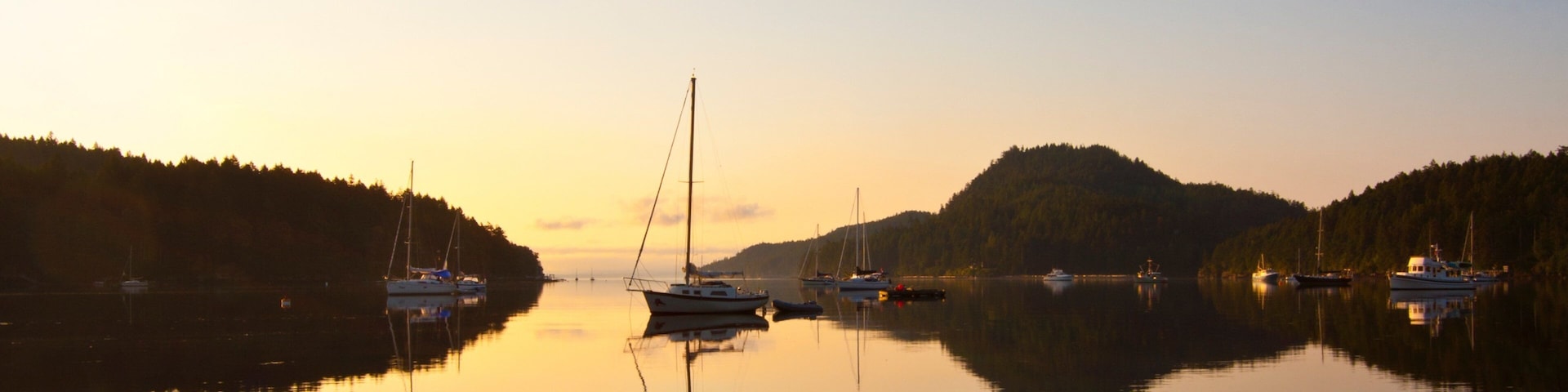 Pender Island which includes a bay or harbor, island views and sailing