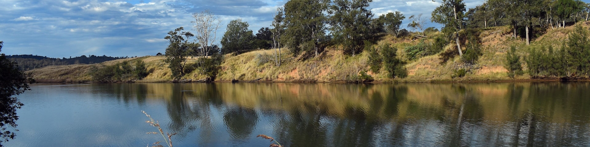 landscape with lake and blue sky