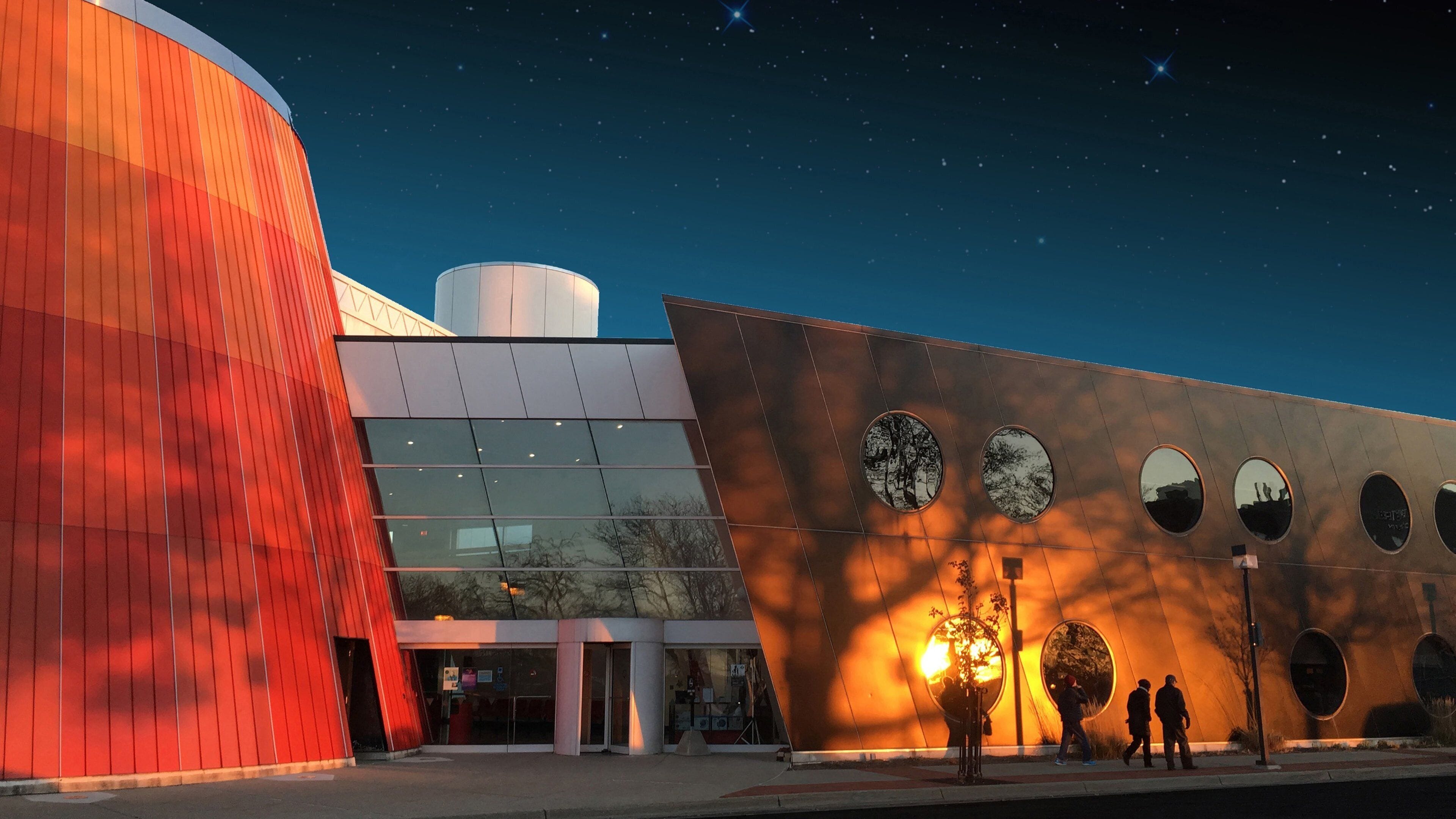 Bay City showing night scenes and modern architecture