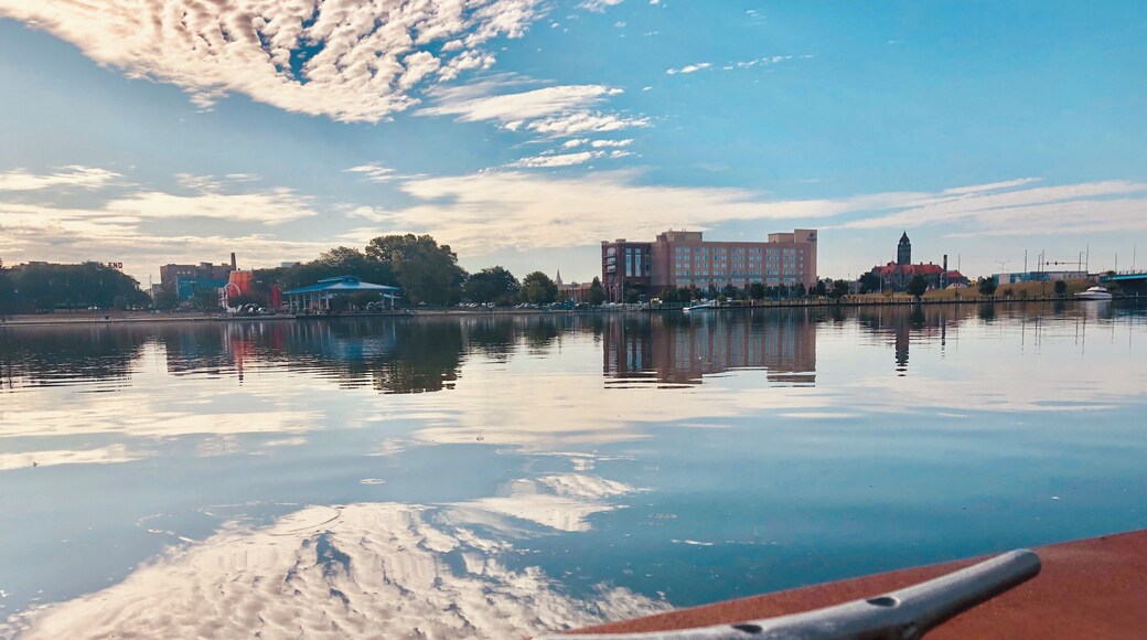Overlooking Downtown Bay City early am. #reflections