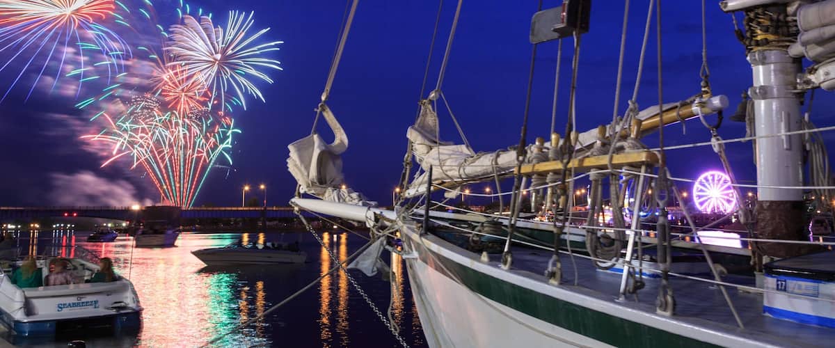 Bay City featuring night scenes and a bay or harbour