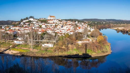 Panoramic view of the village of Constância in Portugal, in the late afternoon, with the rivers Zêzere and Tagus.