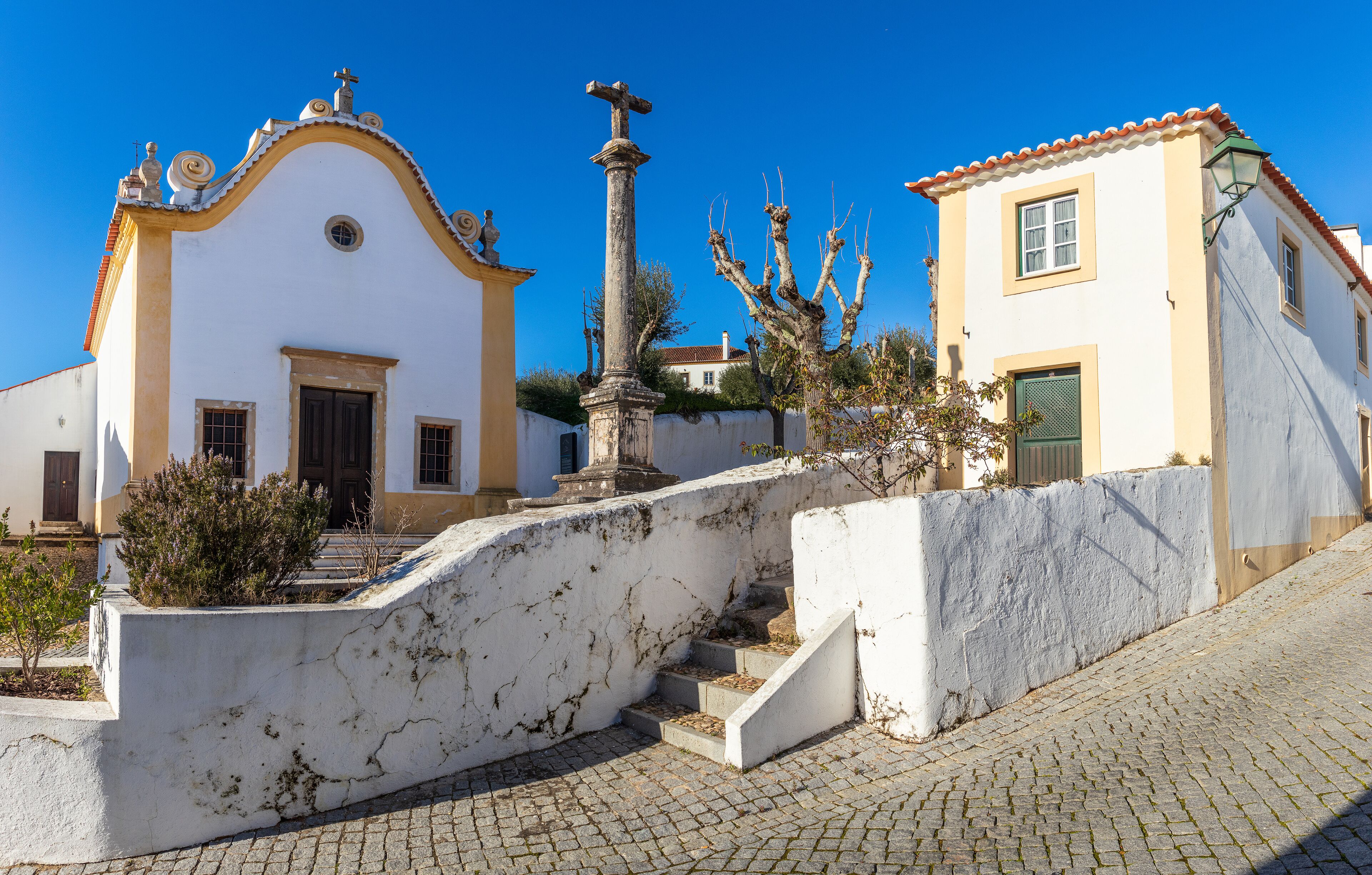 Santa Ana Church and cruise in Constância, Portugal, on a sunny winter day.