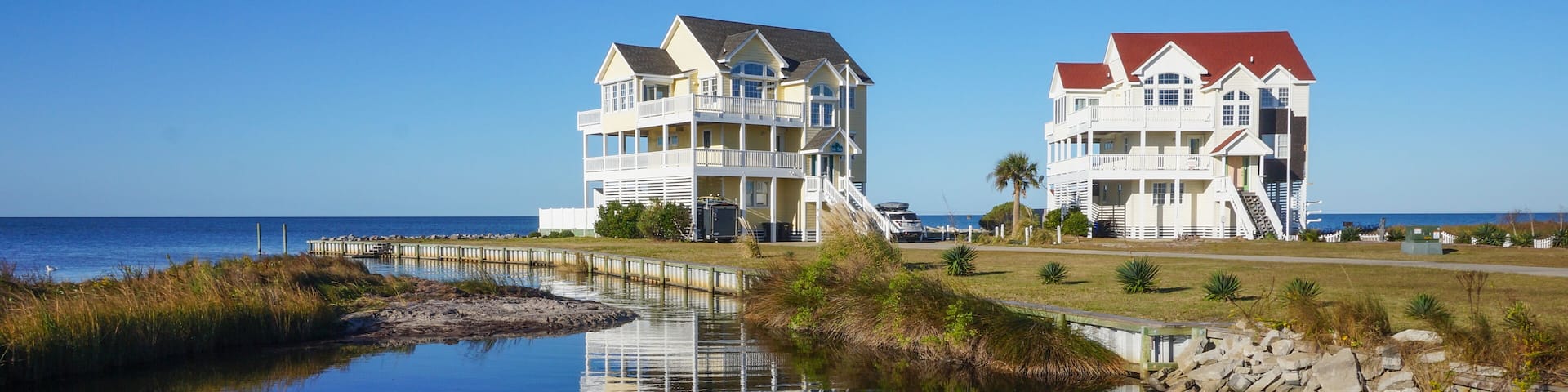 Seaside homes in Rodanthe, North Carolina; Shutterstock ID 517092799