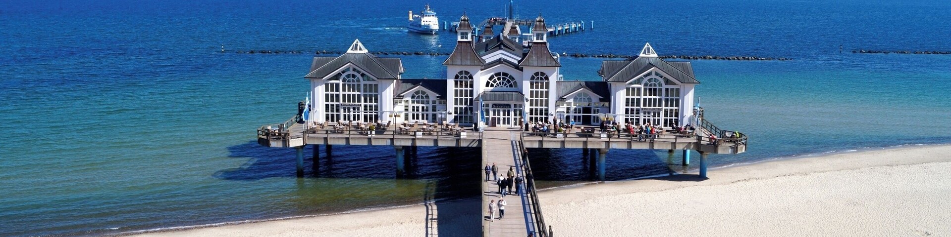 The Pier in Sellin on the island of Rügen in the Baltic See. Rügen is a great weekend destination from Berlin, less than a 4 hours drive away. Sellin is a small resort town with a beautiful white sand beach and pretty architecture.