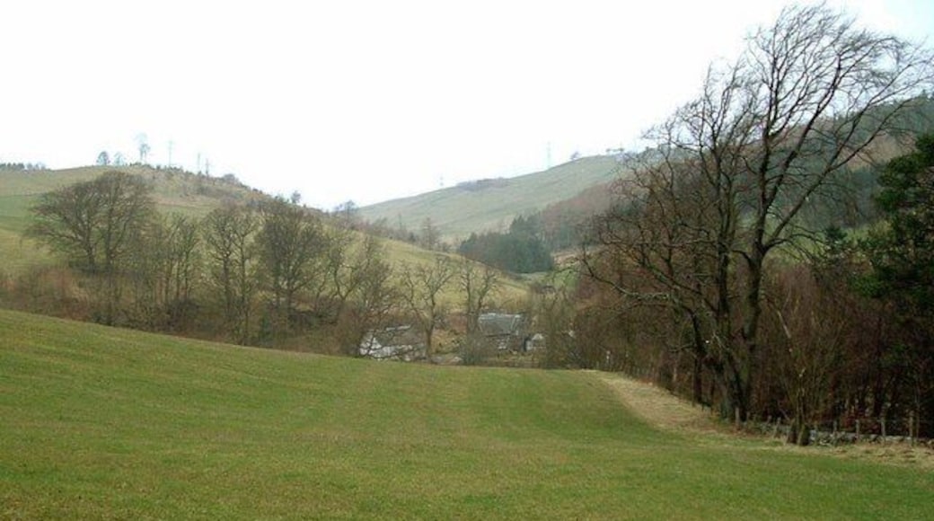 Former Barley Mill Buildings in valley of River Farg. A former barley mill on banks of Glendy Burn near its confluence with River Farg