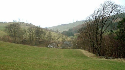 Former Barley Mill Buildings in valley of River Farg. A former barley mill on banks of Glendy Burn near its confluence with River Farg