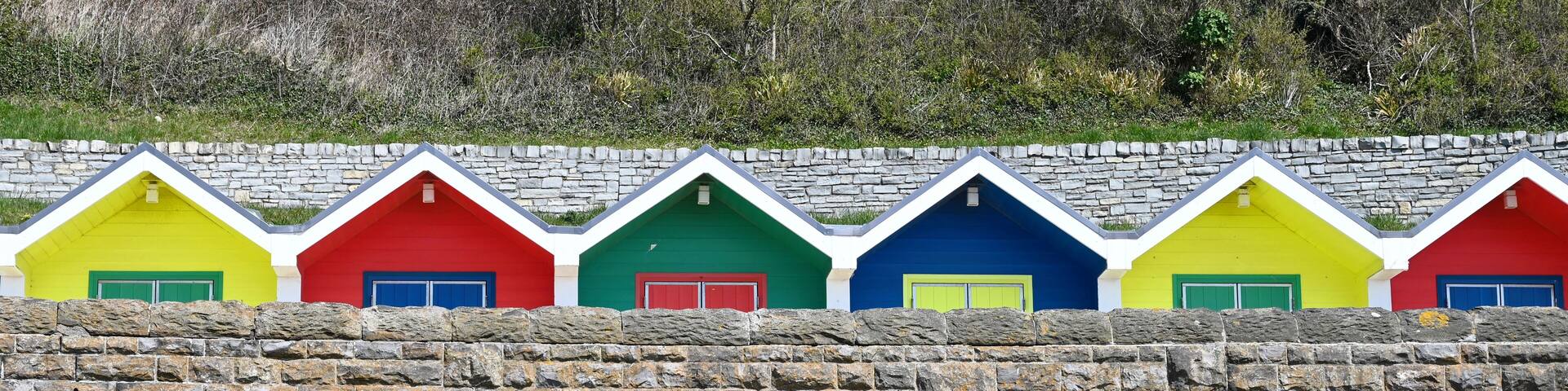 Colorful Beach Huts at Barry Island, Wales, UK