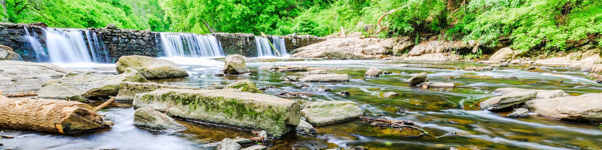 Flowing river and waterfall, outside Philadelphia, PA