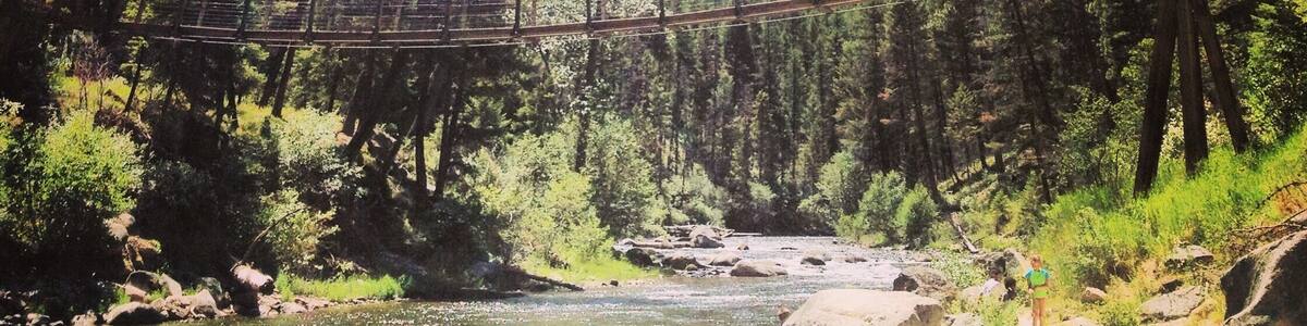 Hanging bridge over Rock Creek in Clinton #montana #mountains #rockcreek