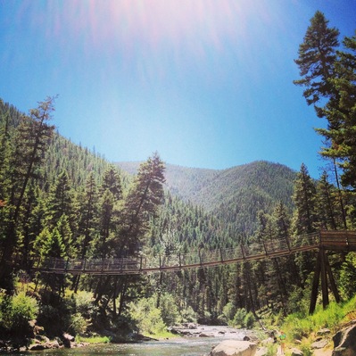 Hanging bridge over Rock Creek in Clinton #montana #mountains #rockcreek