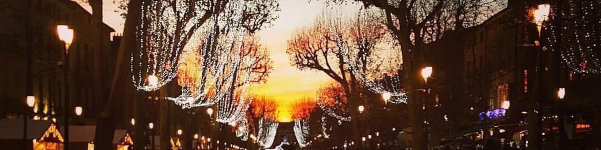 Sunset view during Aix en Provence Christmas markets