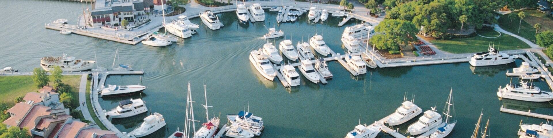 Hilton Head showing a ferry, boating and a bay or harbor