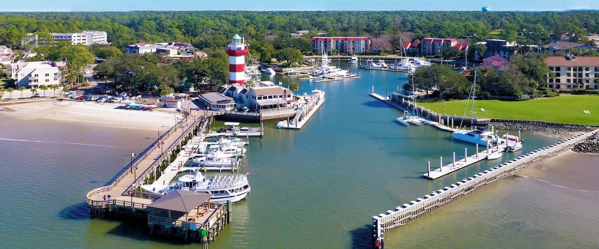 Drone shot of Harbour Town.